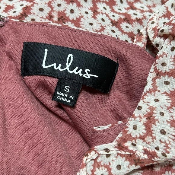 Lulu’s Mina Mauve Pink Ditzy Floral Ruffled Cottagecore Floral Mini Dress Small - Picture 5 of 8